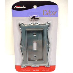 Amerelle Sophia Single Toggle Cast Metal Switch Plate in Antique Nickel - 86TAN